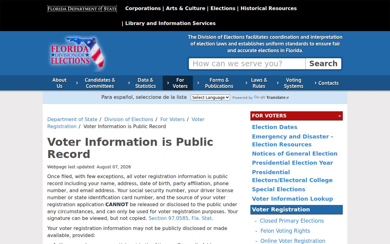 Lake Worth Beach residents directory Florida public voter information rules