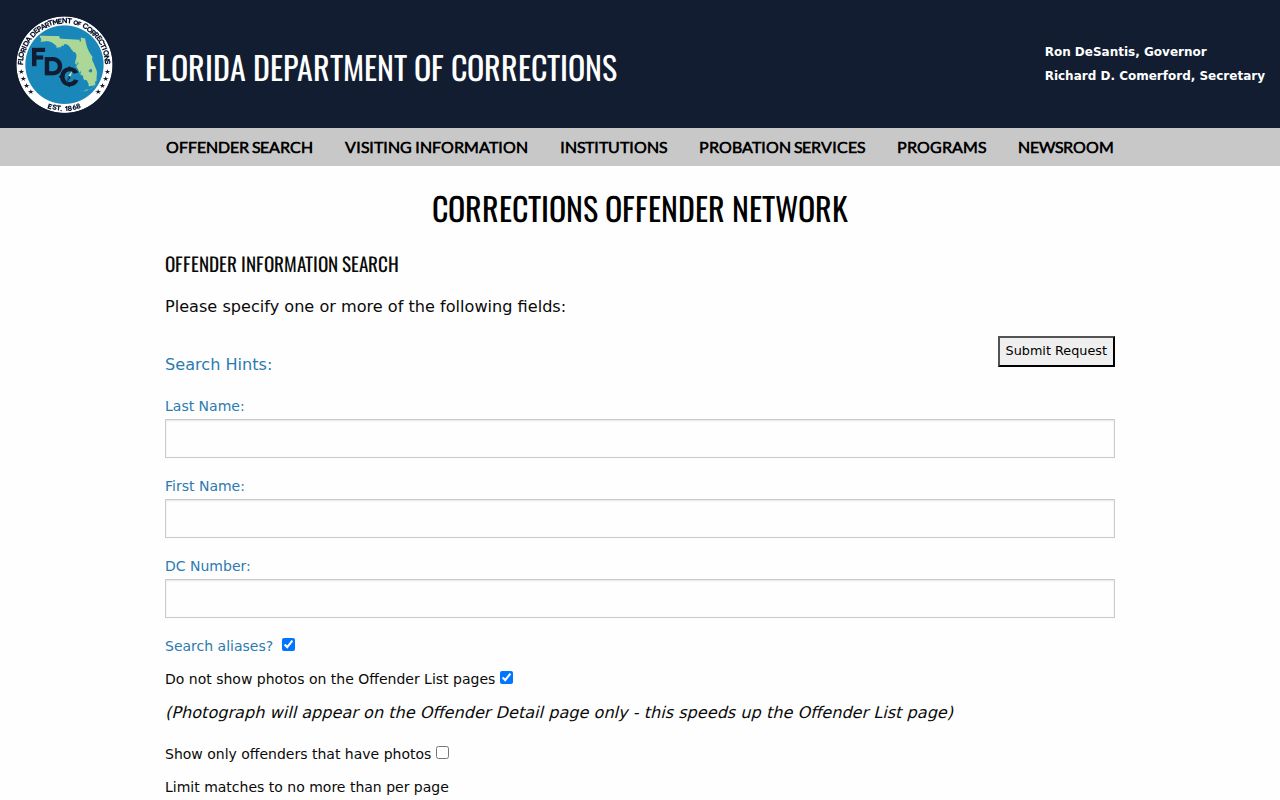 Florida corrections offender search, a separate official record from Lake Worth Beach neighbor rolls