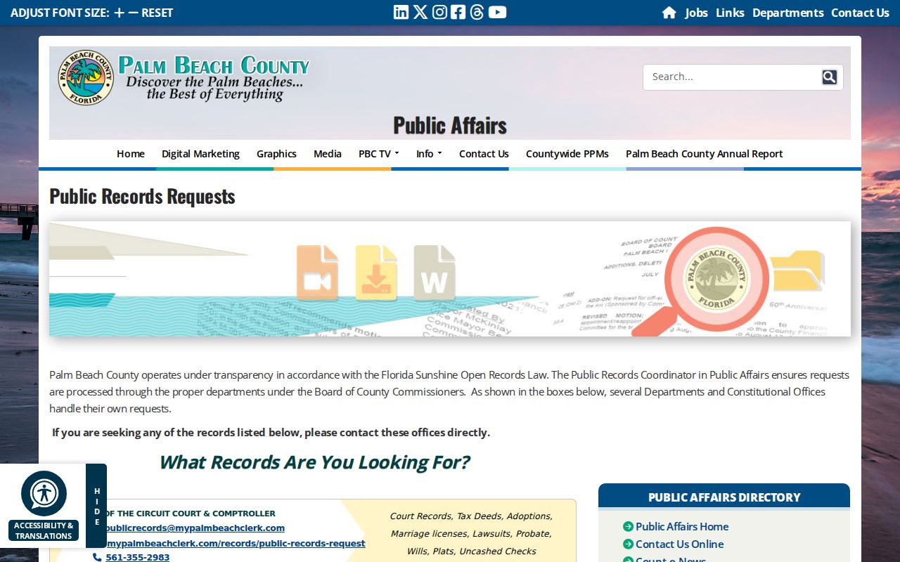 Lake Worth Beach street directory county records custodian page